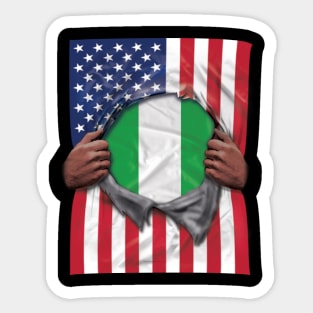 Nigeria Flag American Flag Ripped - Gift for Nigerian From Nigeria Sticker